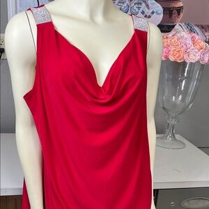 Glamorous Red Women's blouse  with Rhinestone Accents